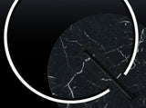 Occhio edizione lusso der mito raggio in marble marquina nero, black phantom und nero Ascot Leder.